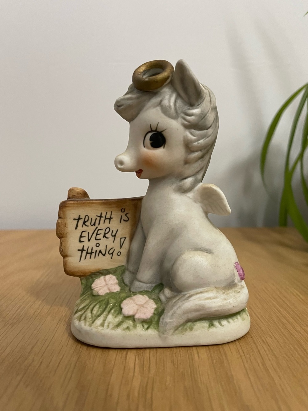 Vintage Baby Pegasus Winged Horse Truth Is Everything Ceramic Figurine Taiwan